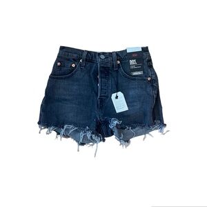 Levis 501 Black Denim Shorts